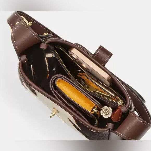 Authentic Coach Hadley Mini Crossbody Bag With Cow Print And Tassel Purse - Picture 12 of 16